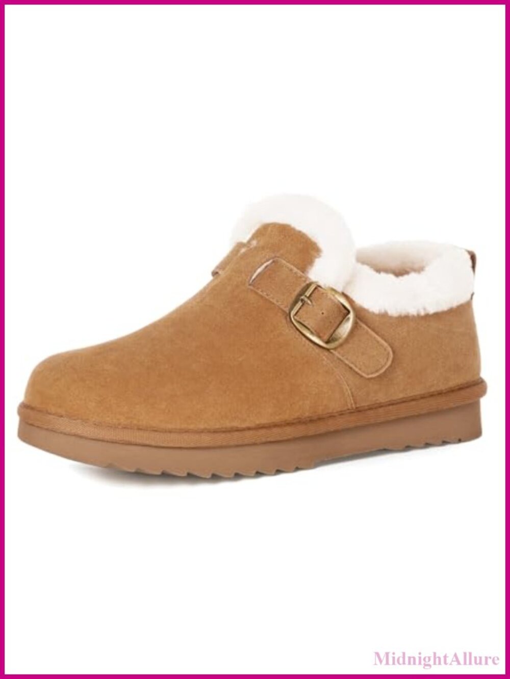 Faux Fur Lined Suede Ankle Boots Memory Foam Slip On Snow Booties